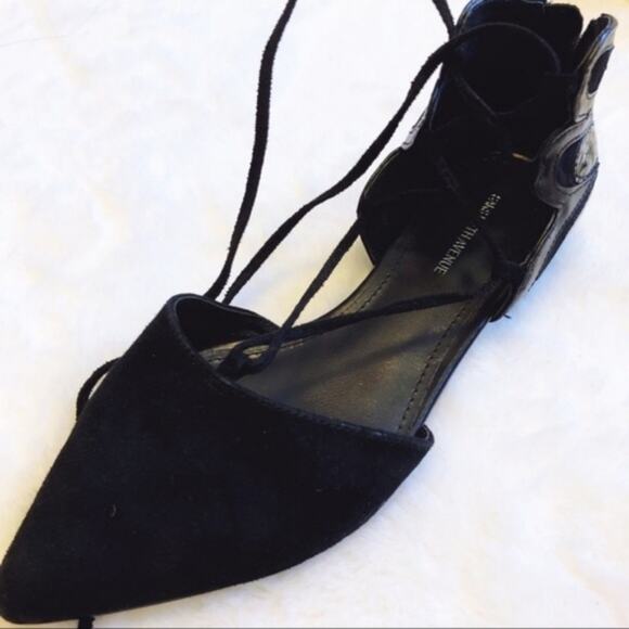 Saks Fifth Avenue Black Lace-Up Pointed-Toe Flats - Picture 6 of 6